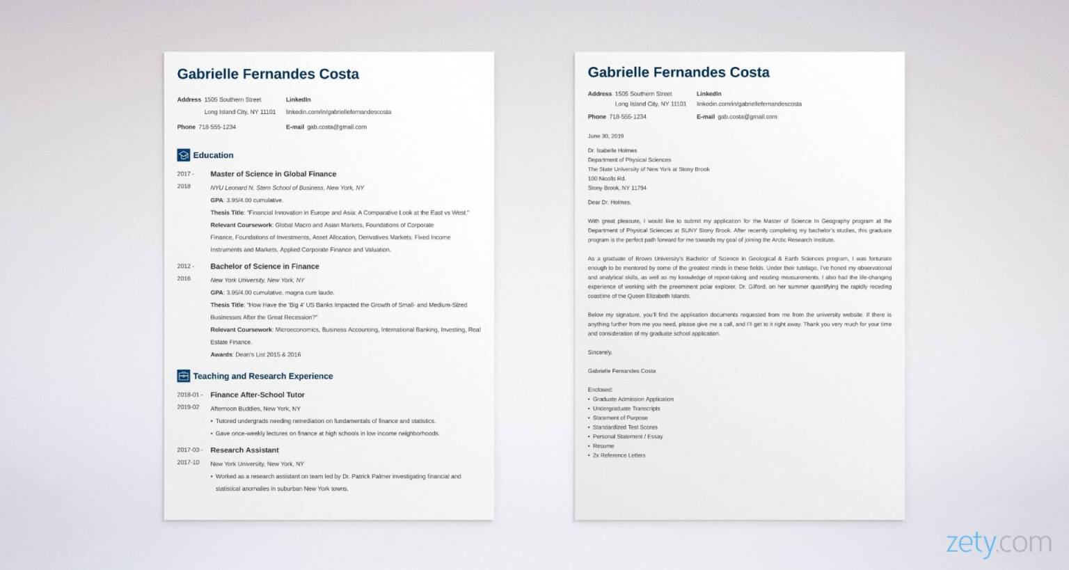 Creating a resume for graduate school admission