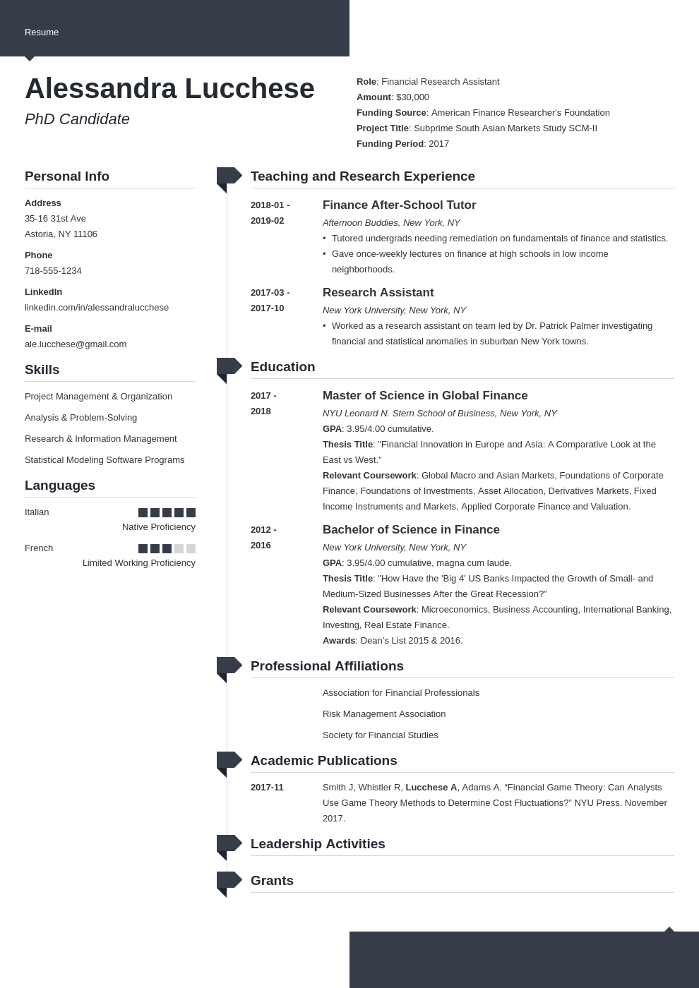 Creating a resume for graduate school admission