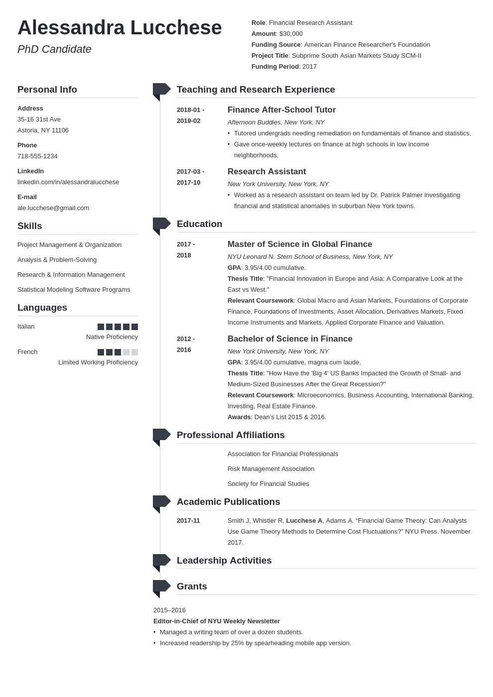 Resume for graduate school admission objective