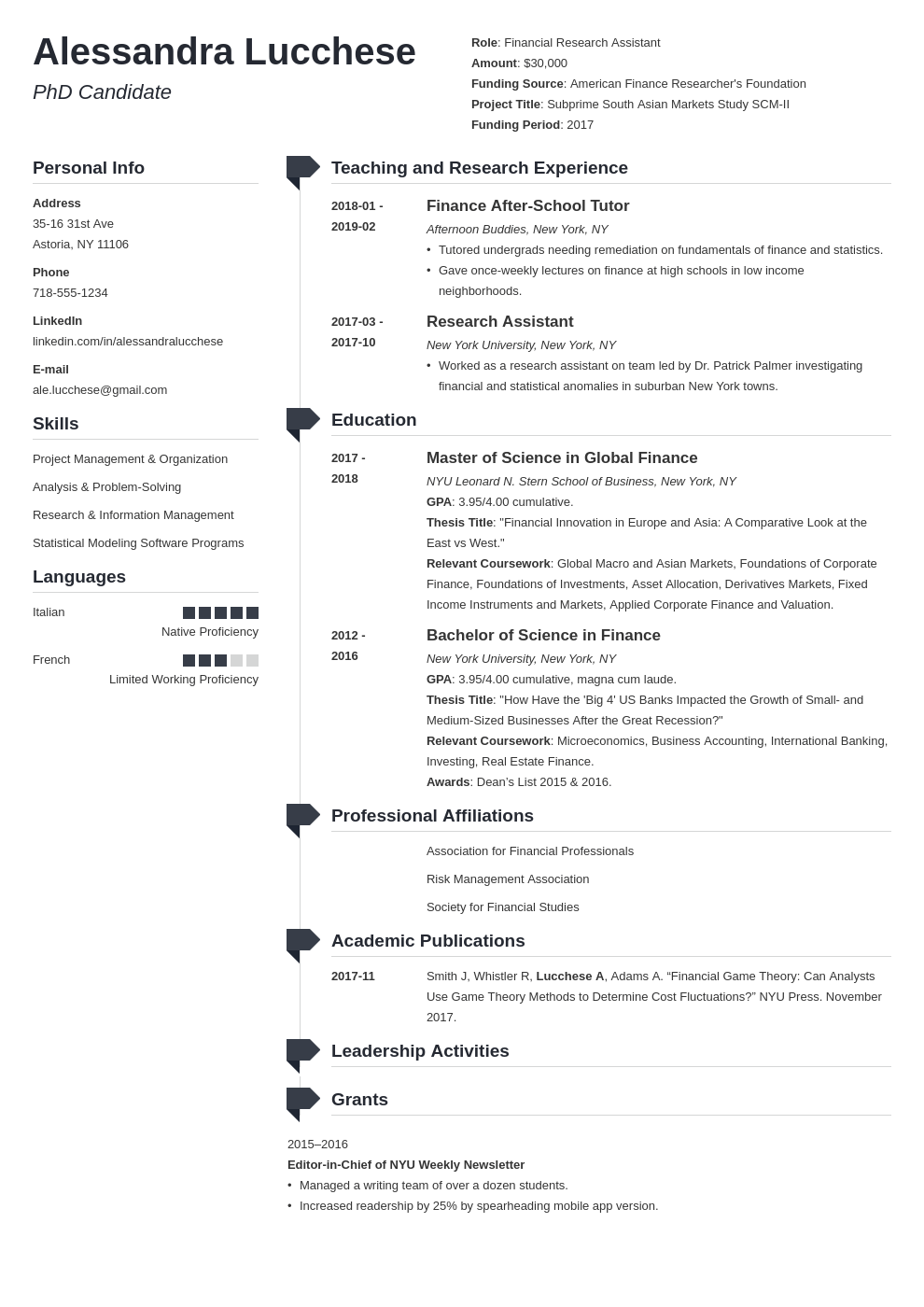 masters application resume