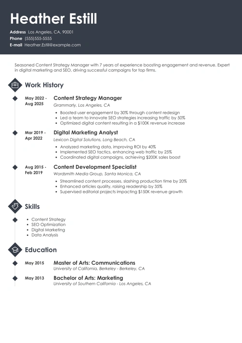 Grammarly resume example