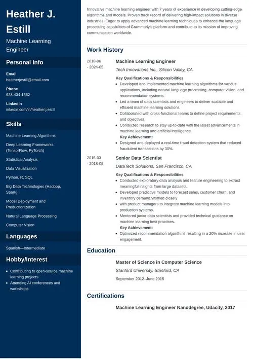 Grammarly resume example