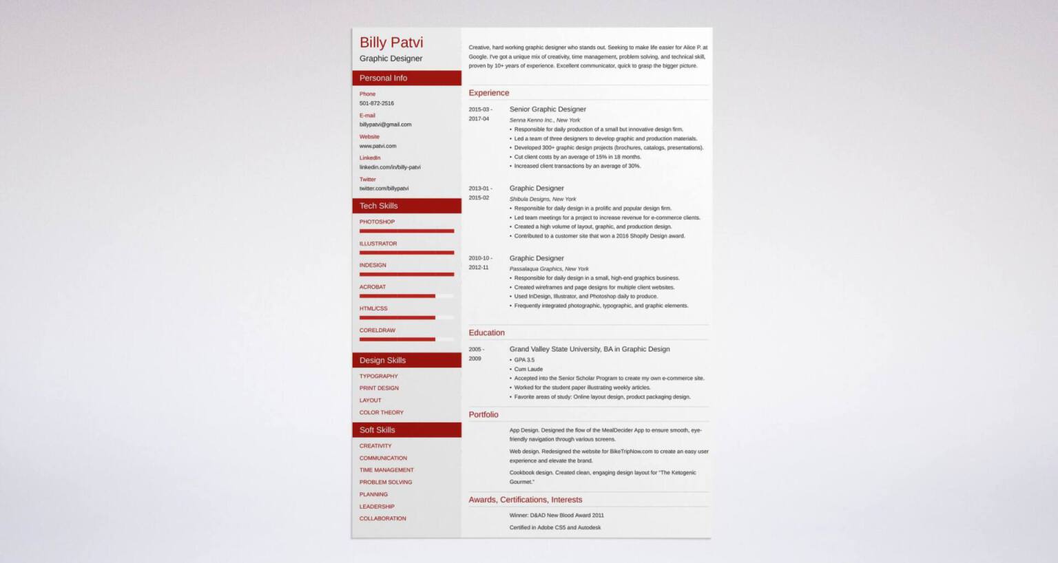 graphic designer resume inspiration