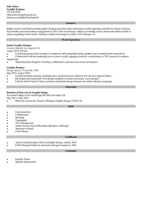 Resume made with Zety resume builder