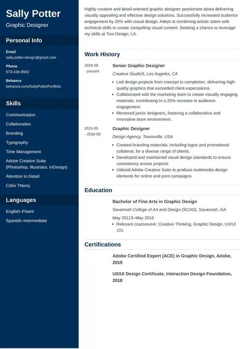 Resume made with Zety resume builder