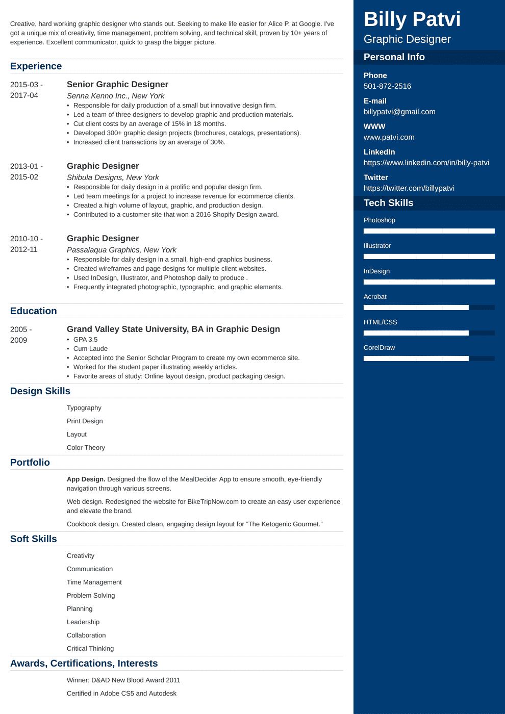 online resume maker for graphic designer