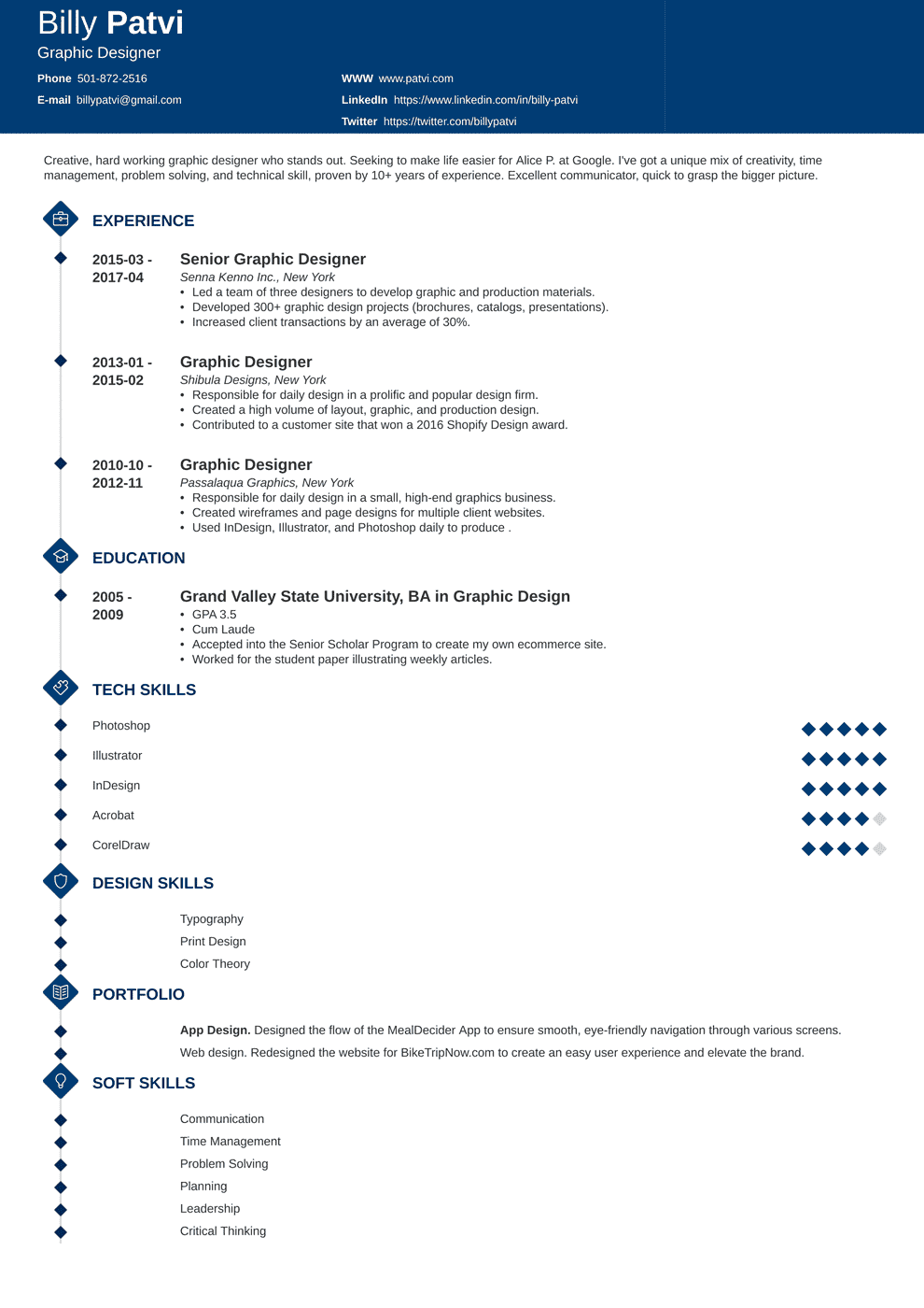 simple graphic designer resume