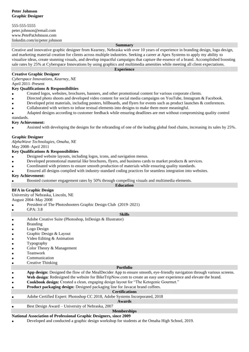 Graphic Design Resume Example