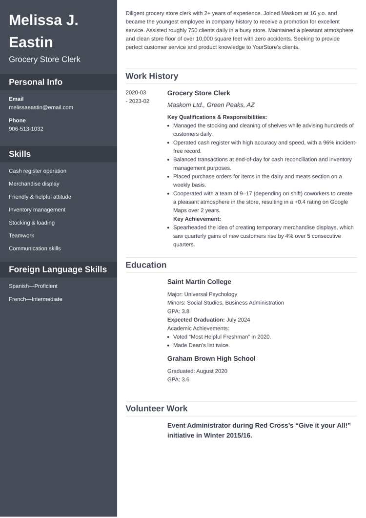 grocery store resume template - Cascade