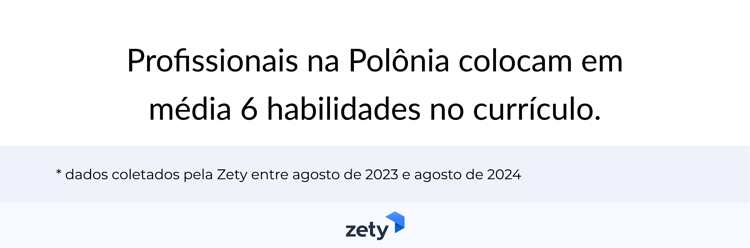 profissionais na Polônia colocam em média 6 habilidades no currículo