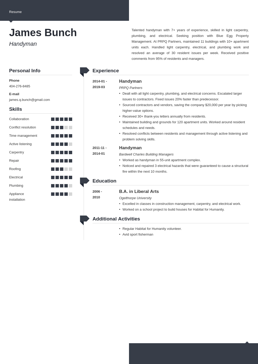 handyman resume example template modern