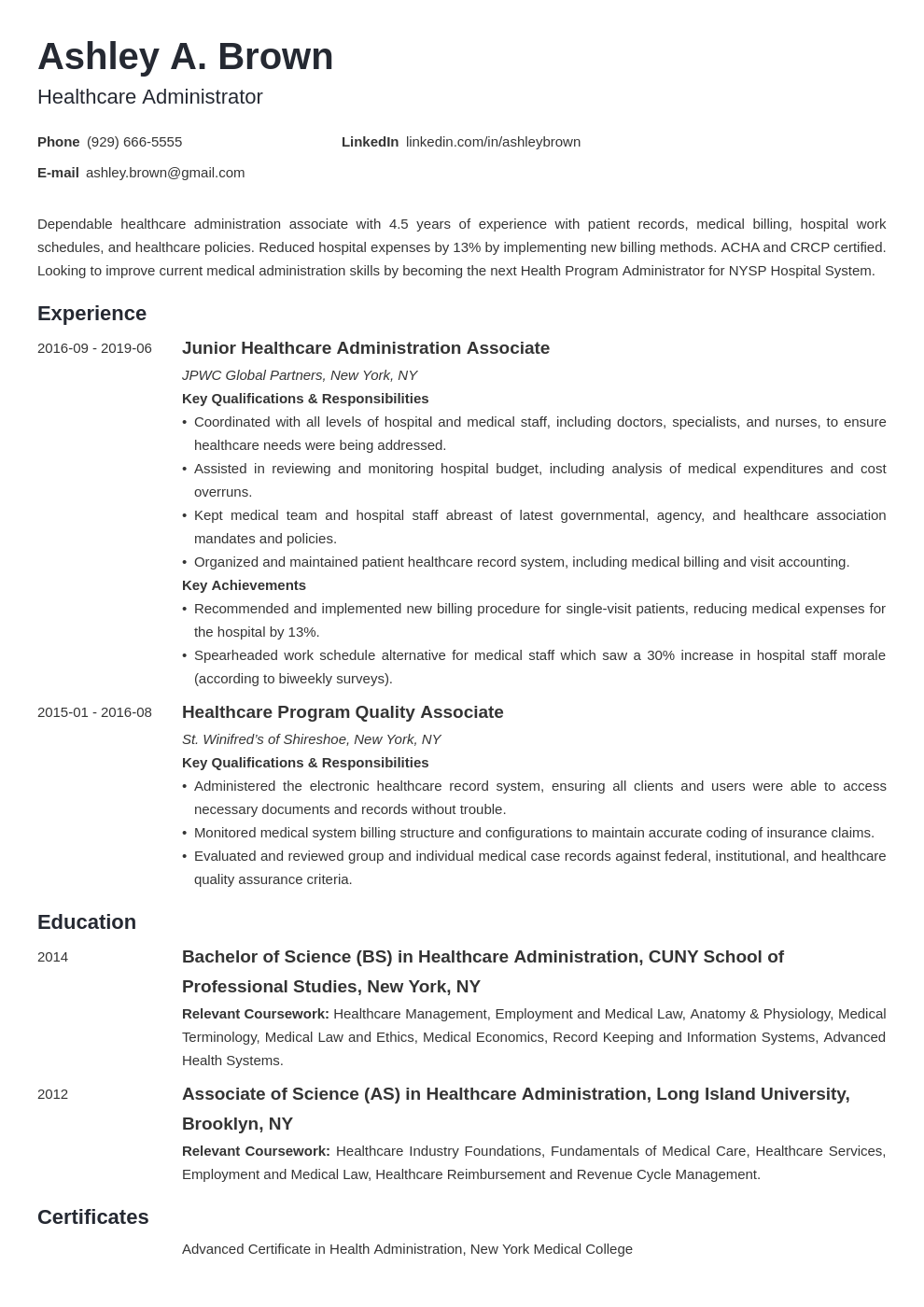 Healthcare Professional Resume Guide Samples