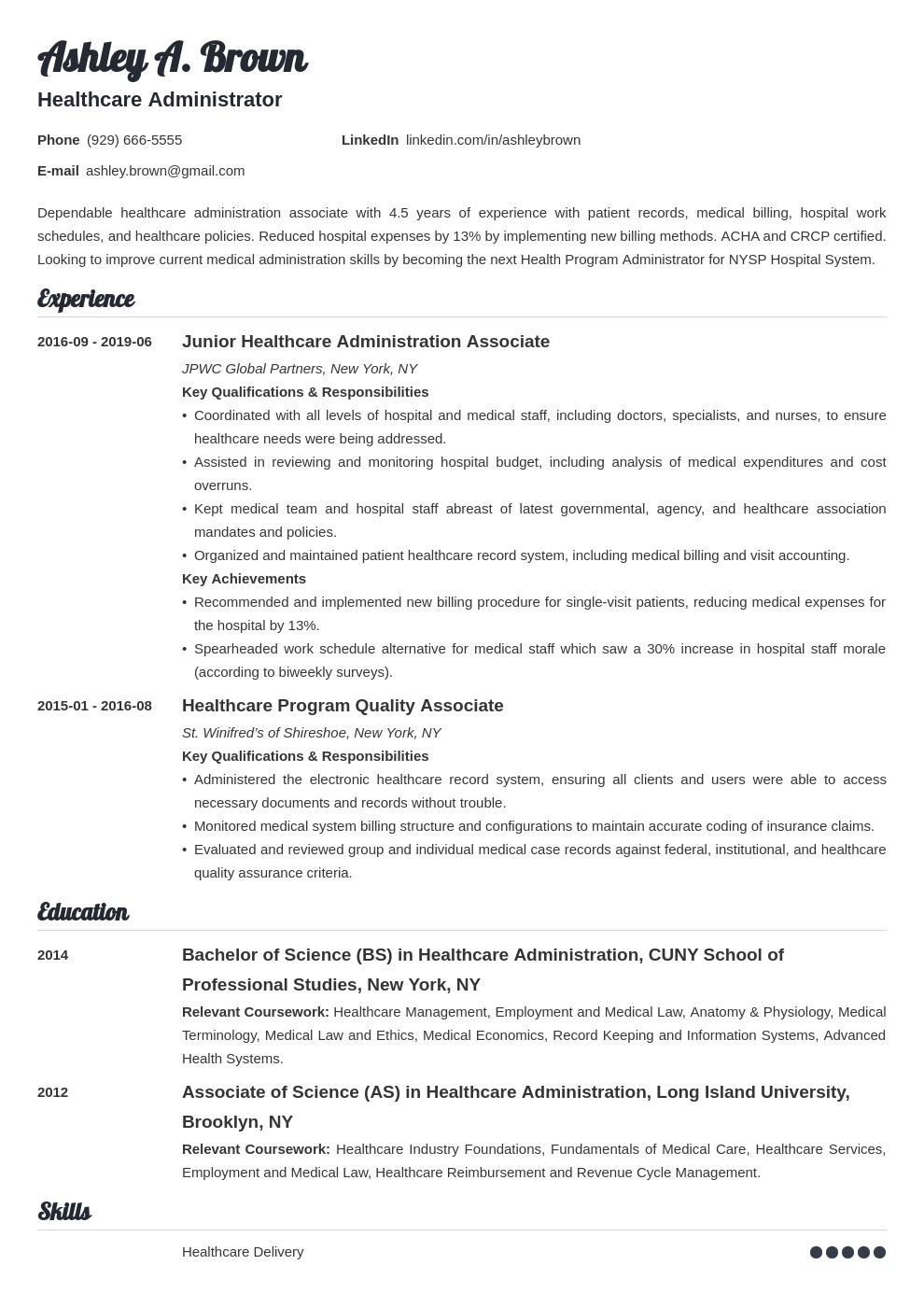 Healthcare Professional Resume Guide Samples