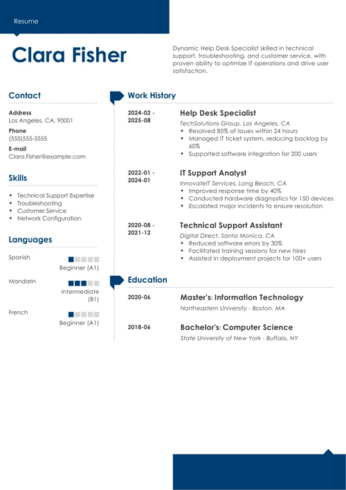 Help desk resume example