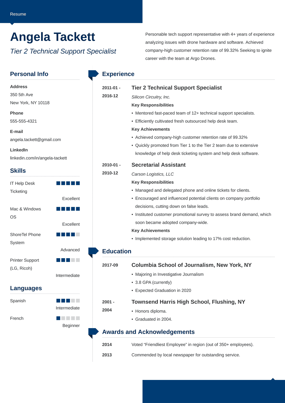 Help Desk Resume Sample & Job Description +Entry Level