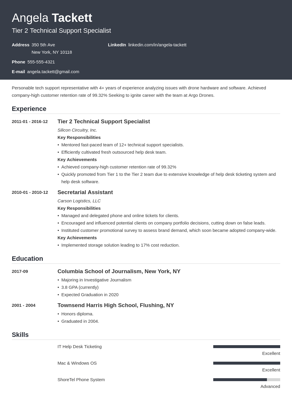 help desk resume example template influx