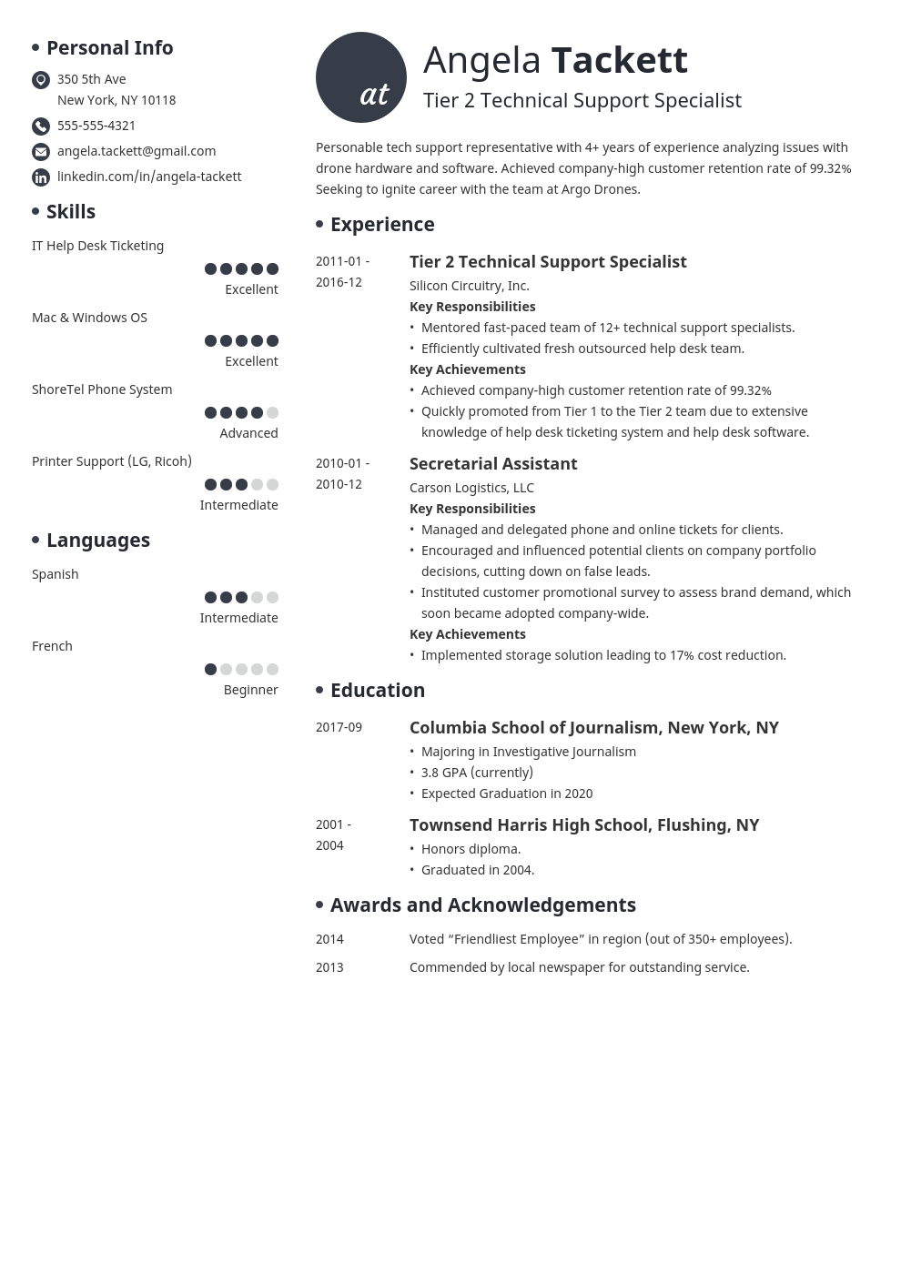 entry level help desk resume summary