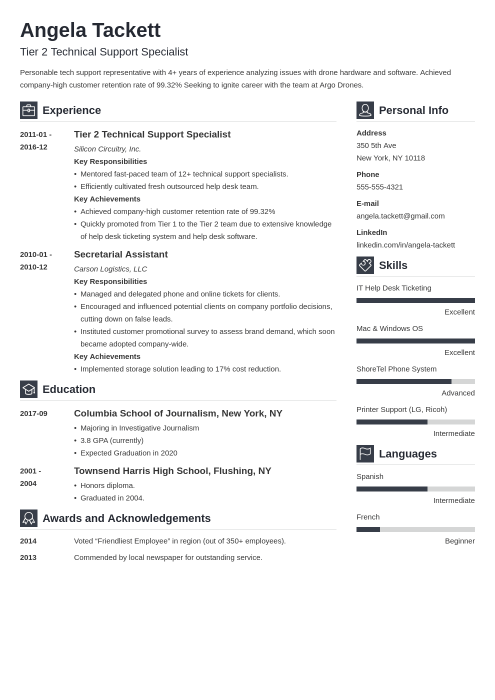 Help Desk Resume Sample & Job Description +Entry Level