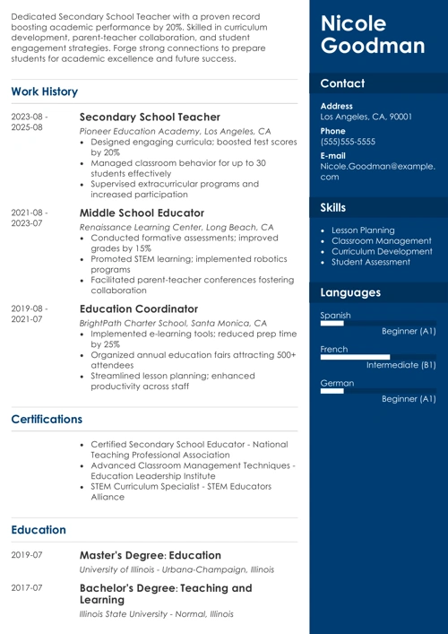 sample resume example