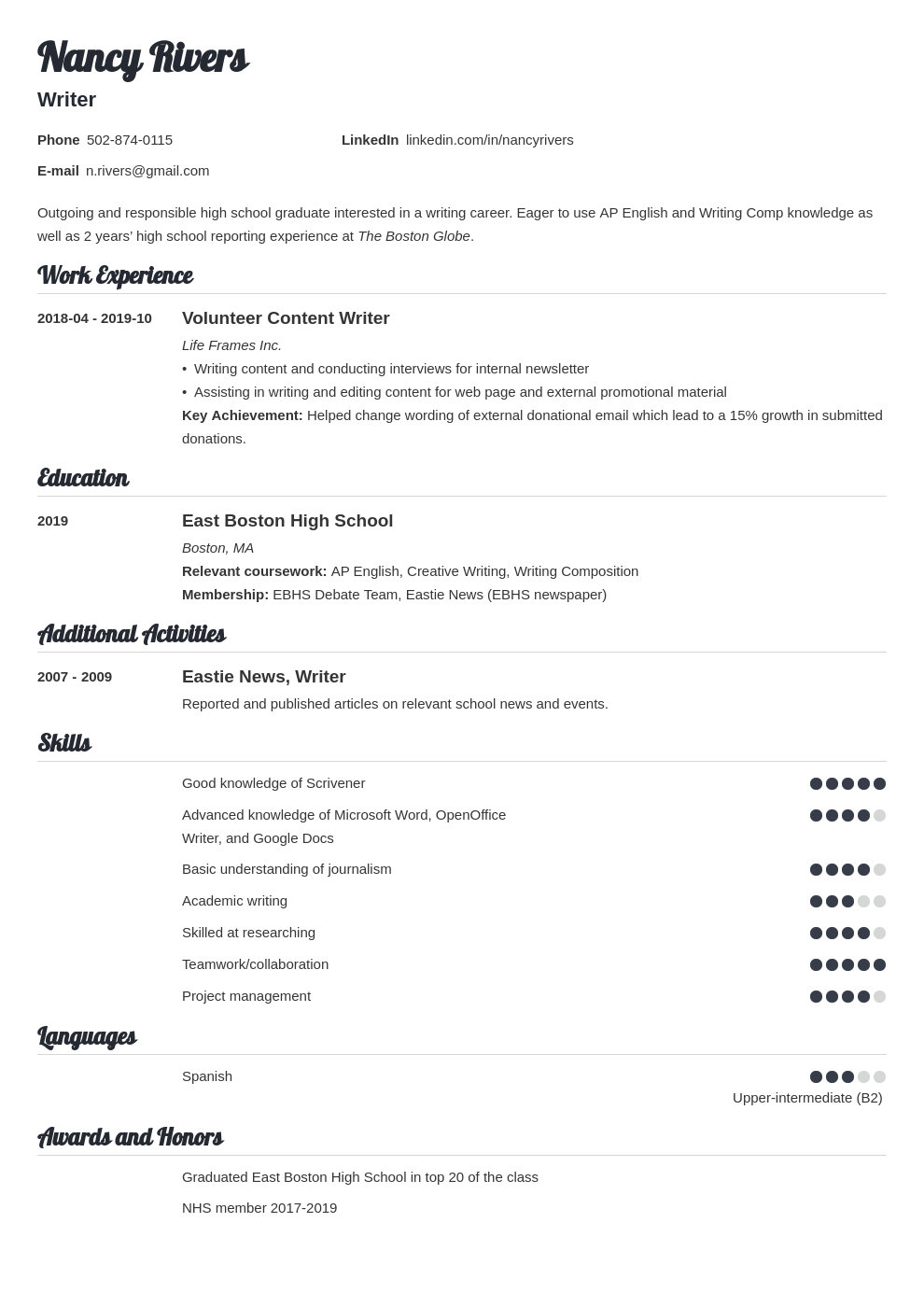 High School Graduate Resume: Template & 20+ Examples