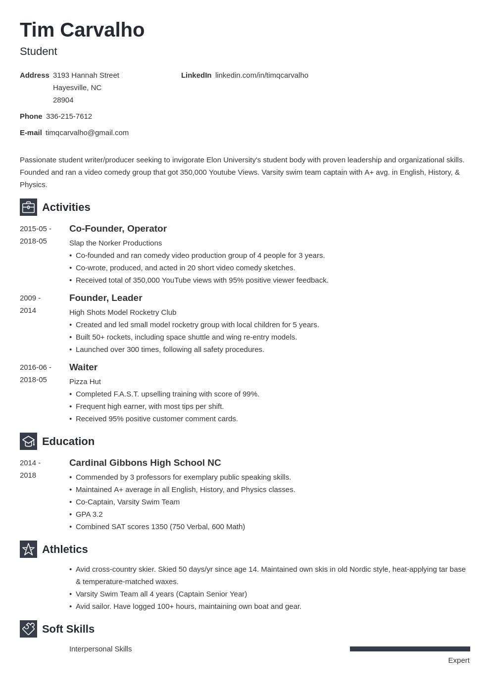 College Resume Template for High School Students (12)