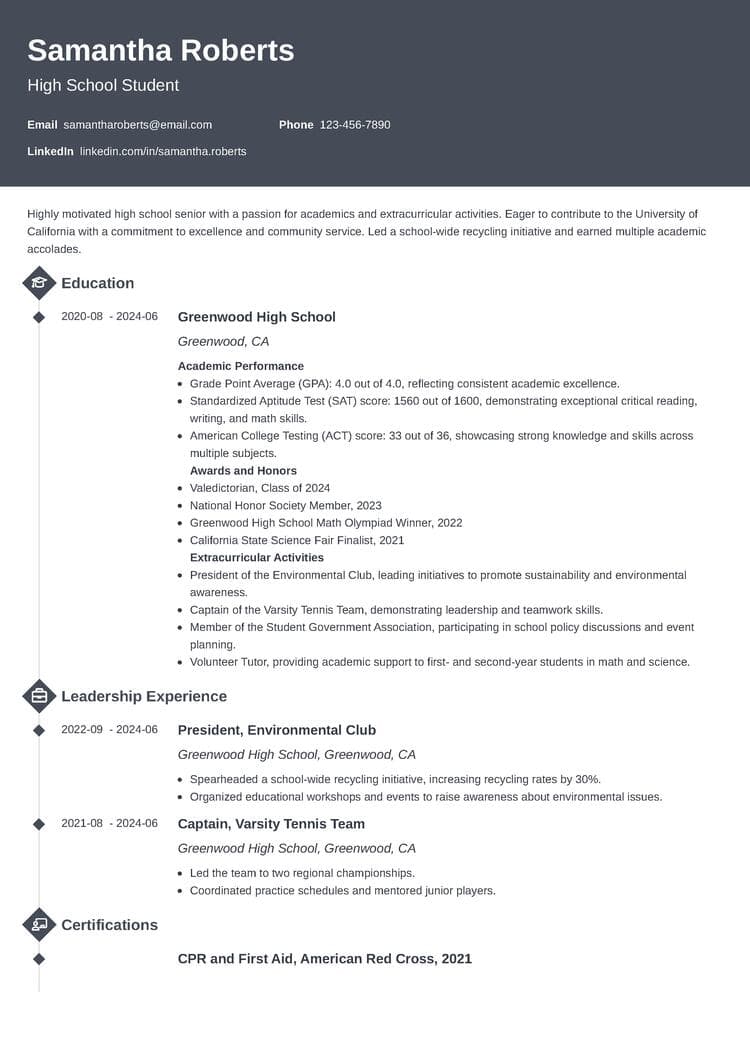 College Resume Template - Diamond