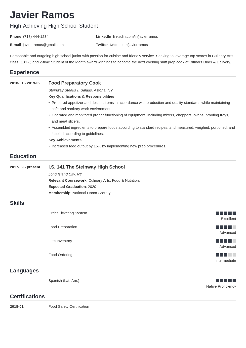 4 High School Student Resume Examples