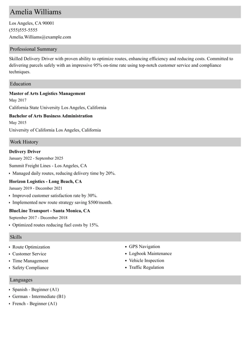 sample resume example