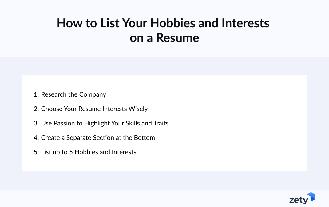 How to list your hobbies and interest on a resume