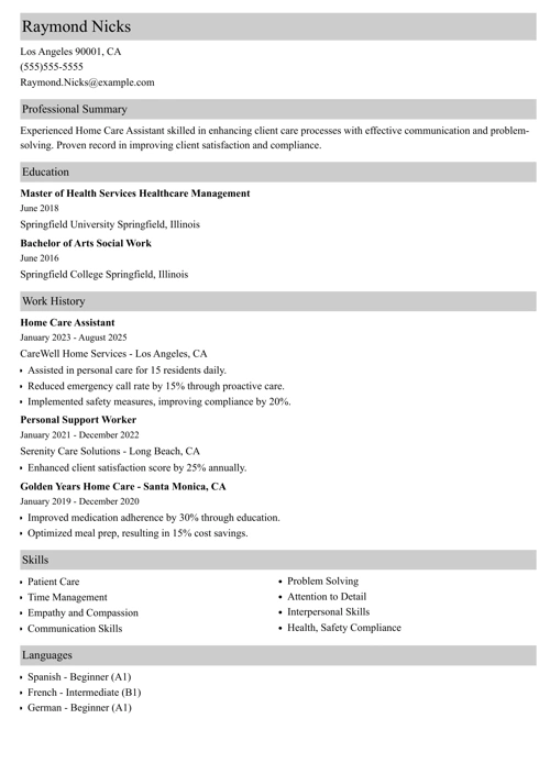 sample resume example