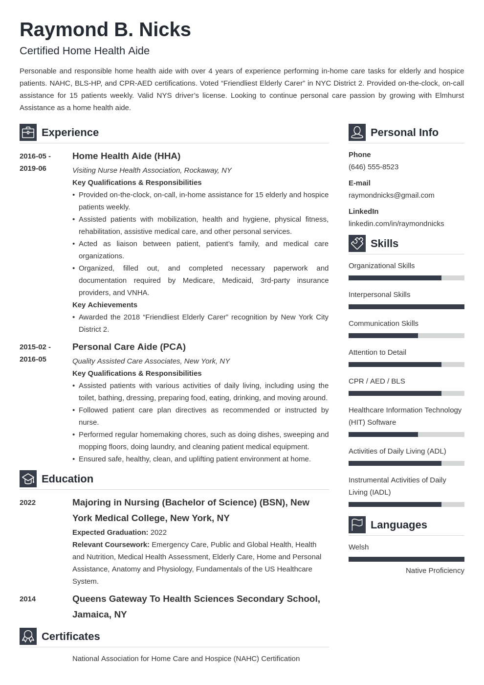 home health aide resume example template vibes
