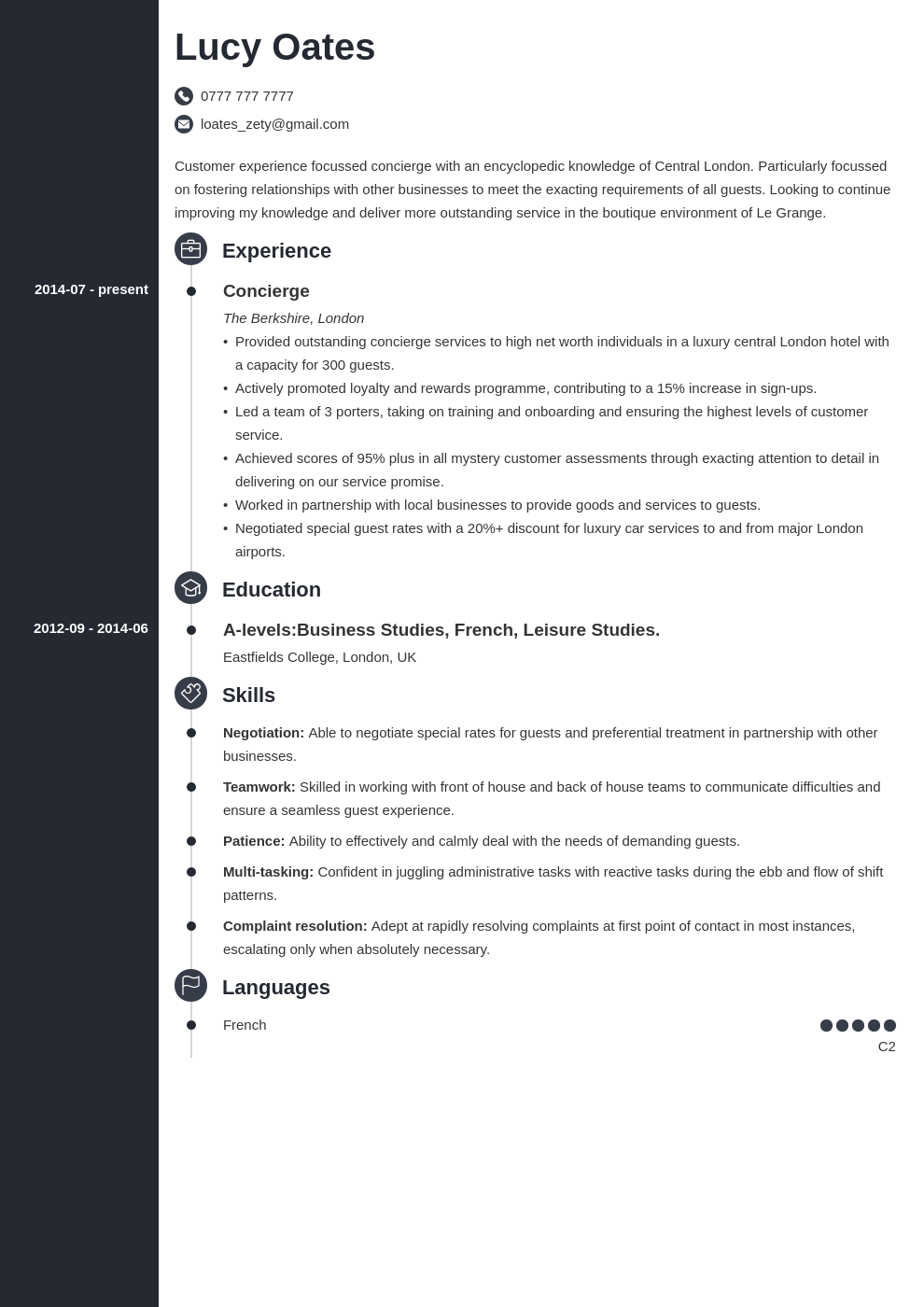 Hospitality CV Examples, Template, & Skills for a CV