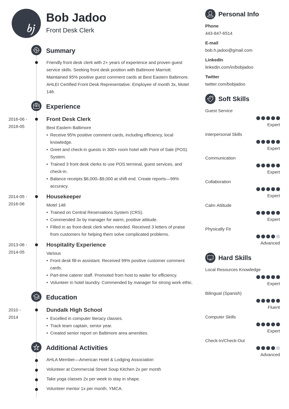 personal statement examples for cv hospitality