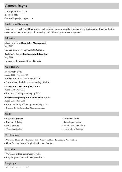 sample resume example