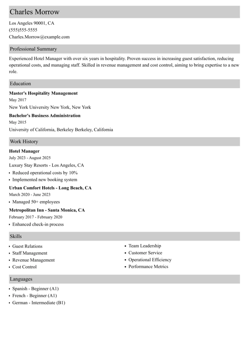 sample resume example