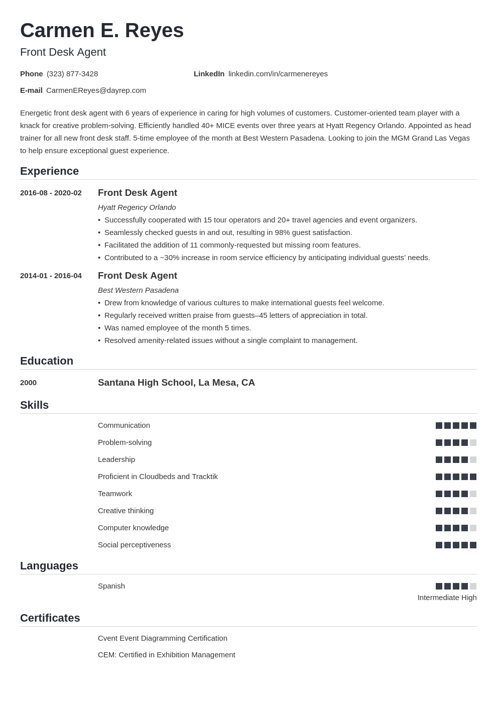 front-desk-resume-template