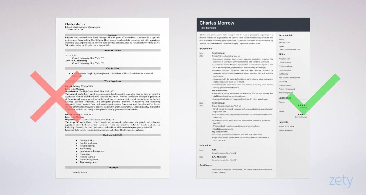hotel manager resume templates