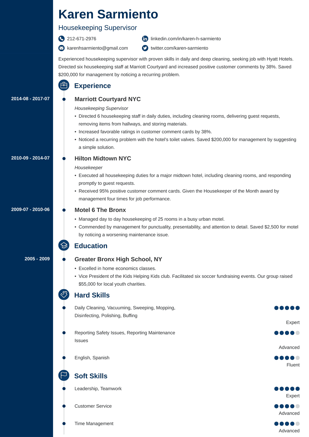 Housekeeping Resume Examples (Job Description + Skills)