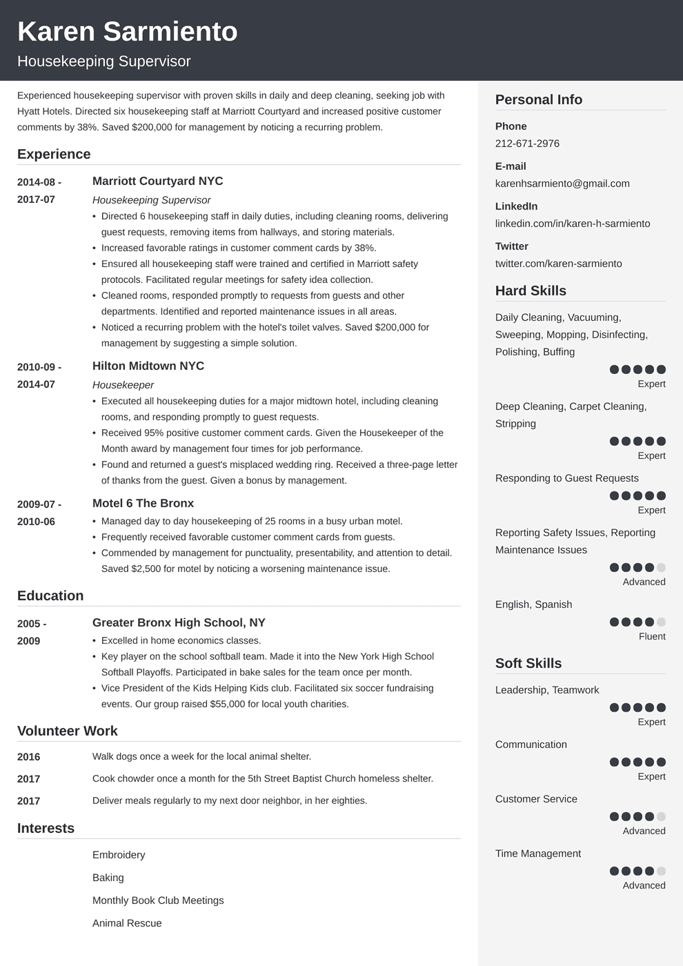 Housekeeping Resume Examples, Skills + Template [2024]