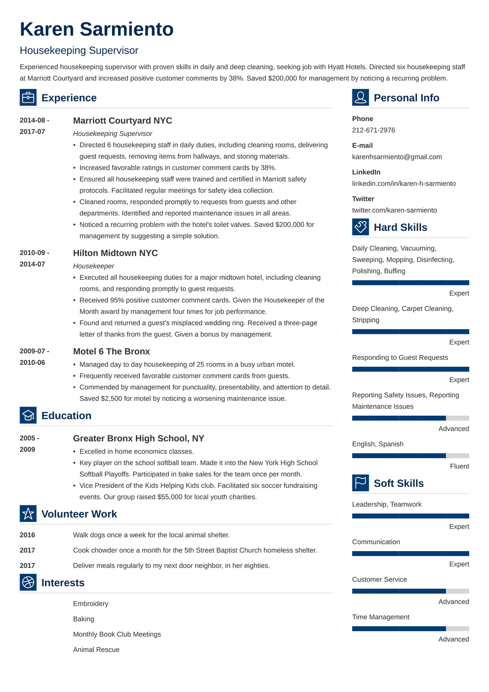 Housekeeping Resume Examples Job Description Skills 