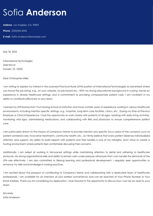sample cover letter example