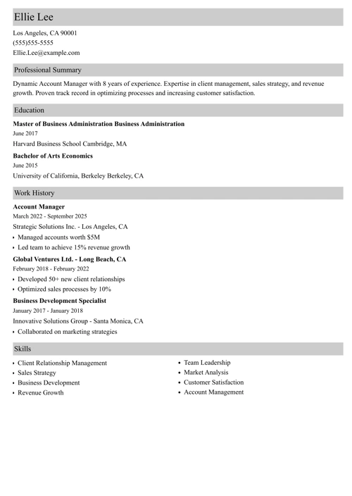 sample resume example