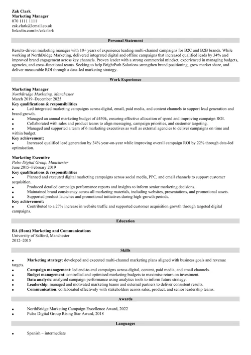 sample resume example