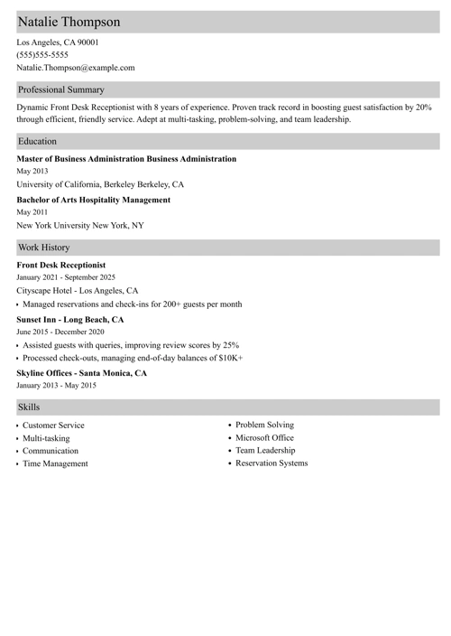 sample resume example