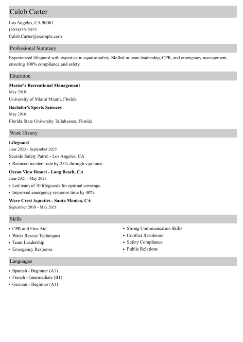 sample resume example