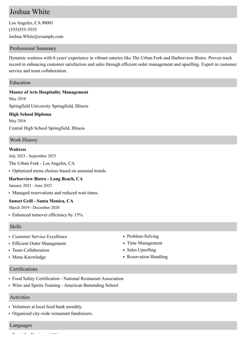 sample resume example