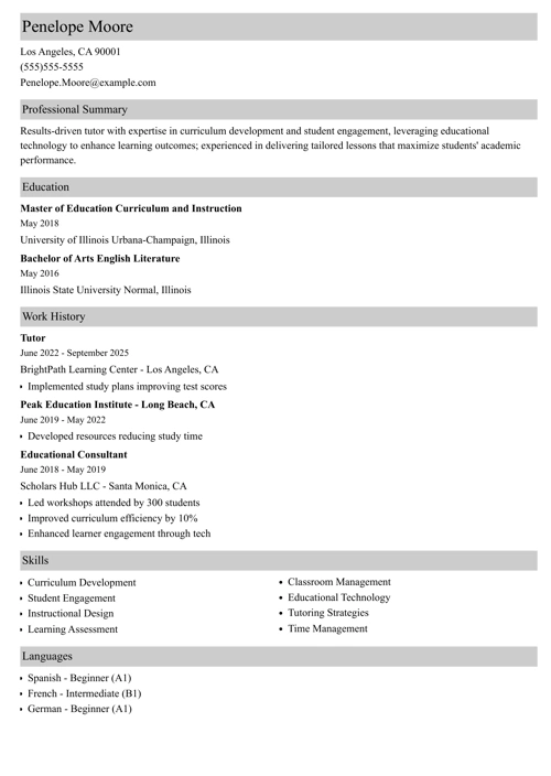 sample resume example