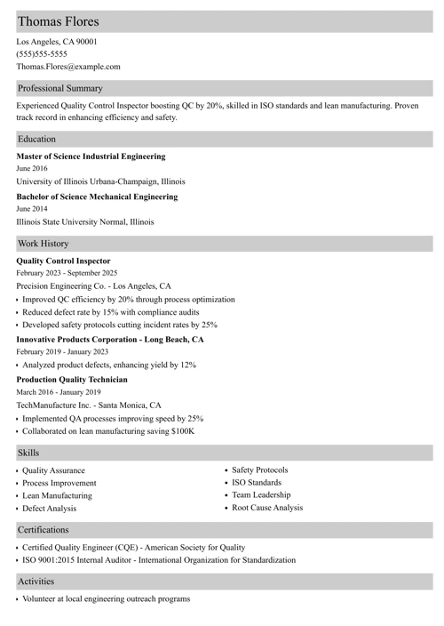 sample resume example