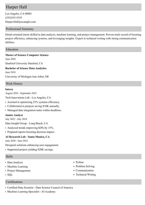 sample resume example