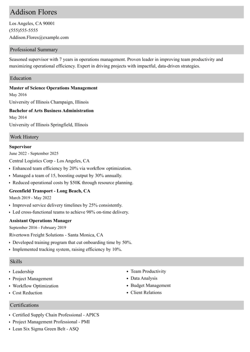 sample resume example